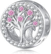 wholesale 925 Sterling Silver Tree of Life Birthstone Charms for Bracelets-10 Oct - Tourmaline