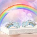 wholesale 925 Sterling Silver Opal Cloud & Rainbow Stud Earrings for Women Girls  36x14mm-0-5