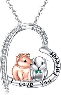 wholesale 925 Sterling Silver Heart-Shaped Penguin Pendant Necklace with Cubic Zirconia Gifts for Women-E-Mom Guinea Pigs