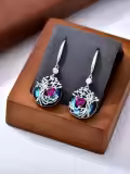 TOUPOP Sterling Silver Austrian Crystal Tree Of Life Birthstone Dangle Earrings-0-5