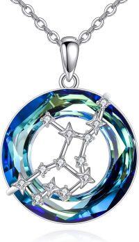 wholesale Sterling Silver Blue Crystal Zodiac Necklace 12 Constellation Astrology Jewelry for Women-Virgo