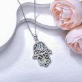 wholesale 925 Sterling Silver Tree of Life Abalone Shell Hamsa Hand Pendant Necklace-0-2