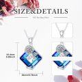 wholesale 925 Sterling Silver Blue Crystal Birth Flower Necklace for Women - Square Pendant -0-2