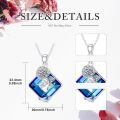 wholesale 925 Sterling Silver Blue Crystal Flower Pendant Necklace-0-2