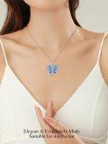 wholesale TOUPOP Butterfly Necklaces For Women Sterling Silver Opal Butterfly Heart Pendant Cute Animal Jewelry Gifts For Women -0-1