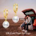 wholesale 10K Golden Freshwater Pearl Drop Heart Studs for Women Girls Gift Boxed-0-5