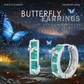 wholesale 925 Sterling Silver Blue Opal Butterfly Hoop Earrings Wholesale With Enamel Design-0-5