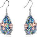 wholesale 925 Sterling Silver Abalone Hummingbird & Lily Earrings for Women, Hypoallergenic Gift-0-0