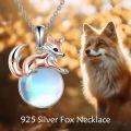 wholesale 925 Sterling Silver Moonstone Fox Pendant Necklace-0-1