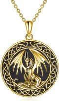 wholesale 925 Sterling Silver OXIDIZED Round Dragon Pendant Necklaces with Abalone Shell Inlay for Women Celtic s-0-6