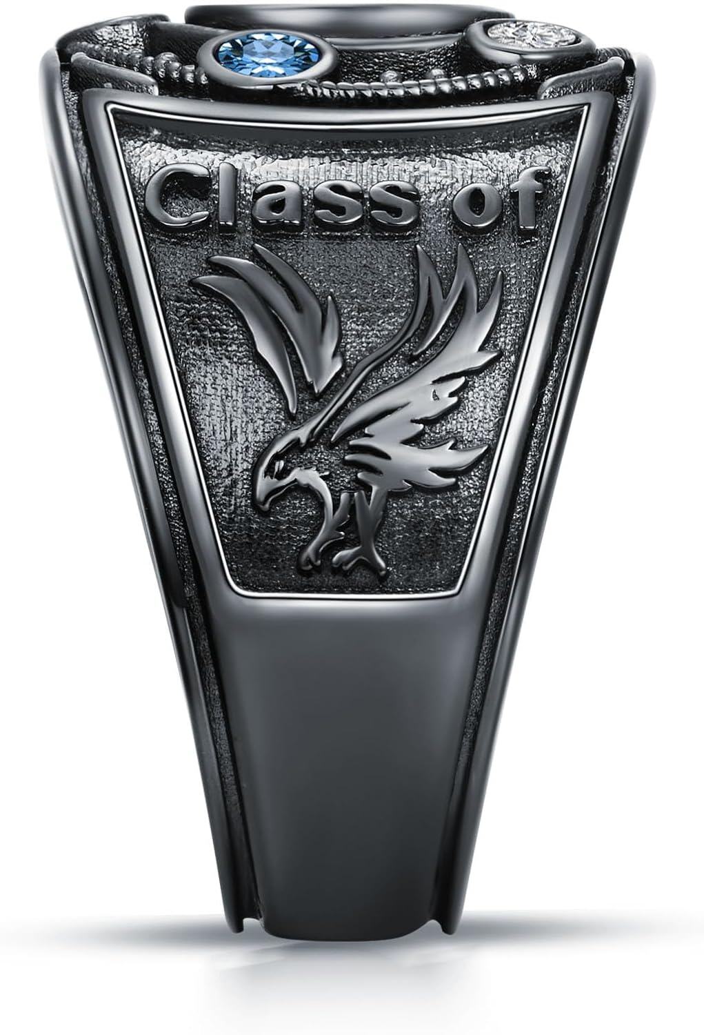 925 Sterling Silver Men s Class Ring with Oval Birthstone High School Graduation Gift-0-3