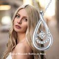 wholesale 925 Sterling Silver Teardrop Pendant with Cubic Zirconias and Chain for Women  45cm Length-0-5