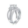 wholesale 925 Sterling Silver Princess Cut Zircon Ring Set-0-1