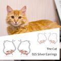 wholesale 925 Sterling Silver Cat Shape Hoop Earrings with Rose Gold Plating Gift for Women-0-3