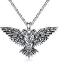 wholesale 925 Sterling Silver Vintage Style Hawk Pendant Necklaces for Men Dad Gifts-Double Head Eagle Necklace