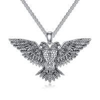 wholesale 925 Sterling Silver Vintage Style Hawk Pendant Necklaces for Men Dad Gifts-Double Head Eagle Necklace