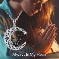 wholesale 925 Sterling Silver Celtic Moon Black Cat Tree of Life Pendant Necklace for Women-0-1