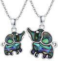 wholesale 925 Sterling Silver Abalone Shell Yin Yang Elephant & Wolf Cat Pendant Necklaces Jewelry Sets for Women Girls Gifts-0-0