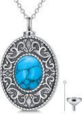wholesale 925 Sterling Silver Floral Oval Keepsake Jewelry for Ashes - Cremation Memorial Locket Necklace Set-0-0