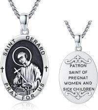 wholesale 925 Sterling Silver Saint Gerard Patron of Pregnant Women and Sick Children Medal Pendant Necklace for Men & Women-J01-Saint Gerard-J01-Saint Gerard