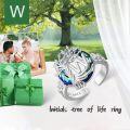 wholesale Tree Of Life Open Ring 925 Sterling Silver With Blue Circle Crystal Initial W Adjustable Ring Birthday Jewelry For Women -0-1