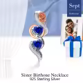 TOUPOP Sterling Silver Zircon Birthstone Rose Necklace For Sister-0-3