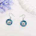 wholesale 925 Sterling Silver Round Crystal Dangle Earring with Sleeping Raccoon Charm for Women-0-4