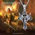 wholesale 925 Sterling Silver Archangel Michael Guardian Angel Protect Us Pendant Necklace-0-4