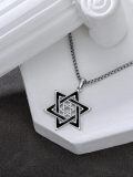 TOUPOP Sterling Silver & Cubic Zirconia Star Of David Necklace With Cross-0-4