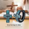 wholesale 925 Sterling Silver Cross Turquoise Stone Hoop Earrings Punk Gothic Jewelry for Women and Men-0-5