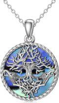 wholesale 925 Sterling Silver Tree of Life with Ravens and Abalone Shell Pendant Necklace for Men-0-0