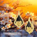 wholesale 925 Sterling Silver Black Onyx Tulip Leverback Earrings - Floral  for Women-0-5