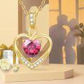 wholesale 14K Gold & Birthstone Heart Necklace - Garnet, Amethyst, Aquamarine, Diamond, Emerald, Alexandrite, Ruby, Peridot, Sapphire, Rose Quartz, Citrine, Blue Topaz - 18mm Personalized Gift for Women-0-5