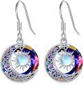 wholesale 925 Sterling Silver Moonstone & Crystal Sun Moon Dangle Earrings for Women, Hypoallergenic Gift for Wife Mom Friends-0-0