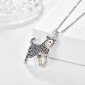 wholesale 925 Sterling Silver Black and White Pave Cubic Zirconia Dog Breed Pendant Necklace for Pet Lovers-0-1