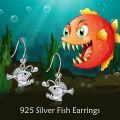 wholesale 925 Sterling Silver Blue Opal Drop Earrings with Angler Fish Design for Women  4cm Length-0-5