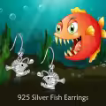 wholesale 925 Sterling Silver Blue Opal Drop Earrings with Angler Fish Design for Women  4cm Length-0-5