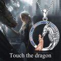 wholesale 925 Sterling Silver Dragon and Princess Pendant Necklace for Women and Teens s-0-5