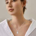 wholesale 14K Gold Moissanite & Opal White Rose Necklace for Women, Romantic Gift for Her, 16 Chain with 2 Extender-0-2