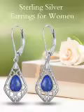 TOUPOP Sterling Silver Gemstone Teardrop Dangle Drop Earrings-0-2