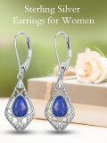 TOUPOP Sterling Silver Gemstone Teardrop Dangle Drop Earrings-0-2