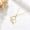 wholesale Cubic Zirconia Gold Plated Cupid Arrow Double Heart Pendant Necklace For Women-0-4