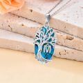 TOUPOP Sterling Silver Turquoise Family Tree Initial Pendant Necklaces-0-2