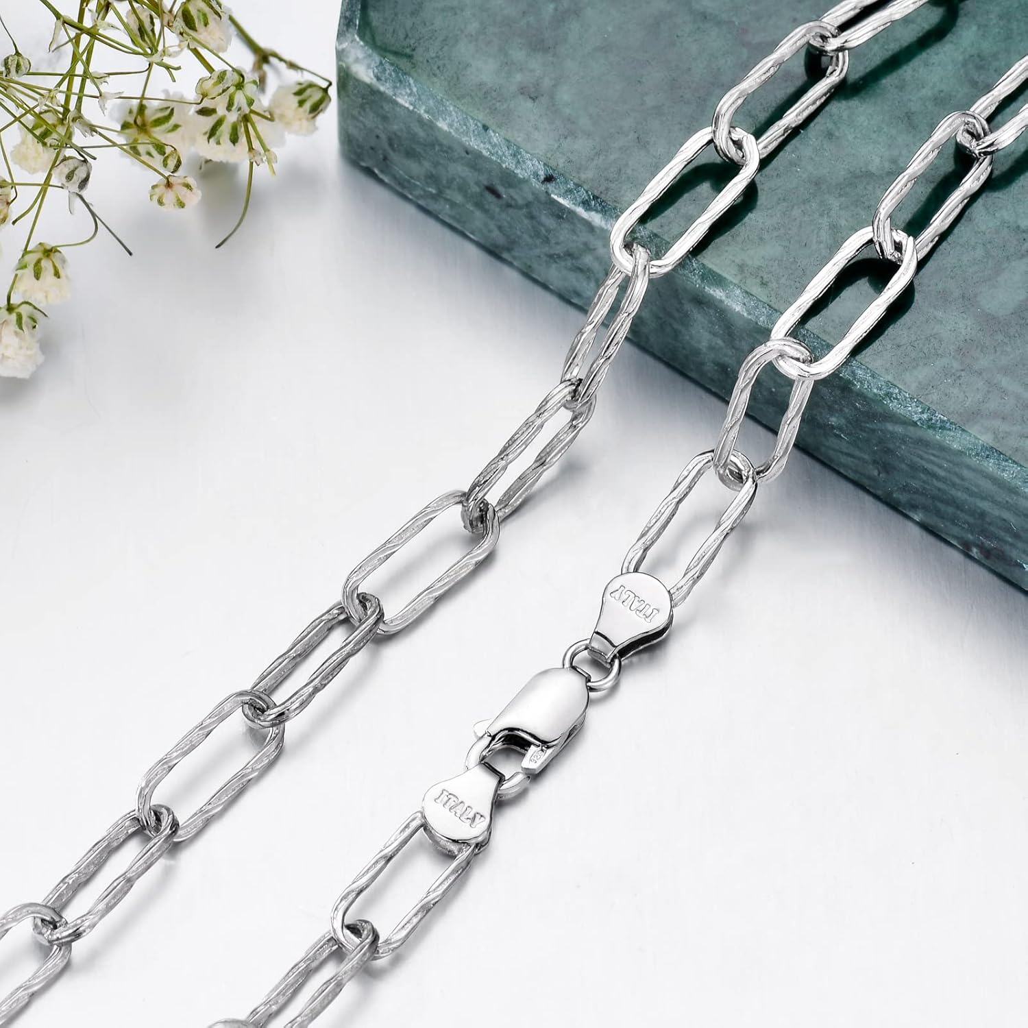 Sterling Silver Paperclip Chain Necklace 16 26 Italy Made Lobster Clasp-0-2