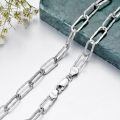 wholesale 925 Sterling Silver Textured Paperclip Link Chain Necklace White Gold Plated-0-2