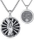 wholesale 925 Sterling Silver St Sebastian Athletes Medal Pendant with Soccer Ball Charm for Men Women Catholic s 47mm Diameter-0-0