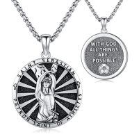 wholesale 925 Sterling Silver Saint Sebastian Patron Saint Of Athletes Necklace-C02 - St Sebastian Medal (Soccer)
