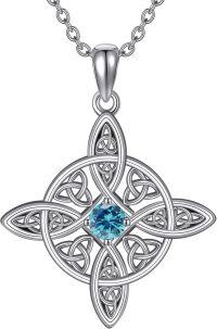 wholesale Sterling Silver Birthstone Witches Knot Necklace Witch Amulet Jewelry-12-Dec.