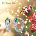 wholesale 925 Sterling Silver Snake Green Stone Hypoallergenic Hoop Earrings for Women and Girls-0-5