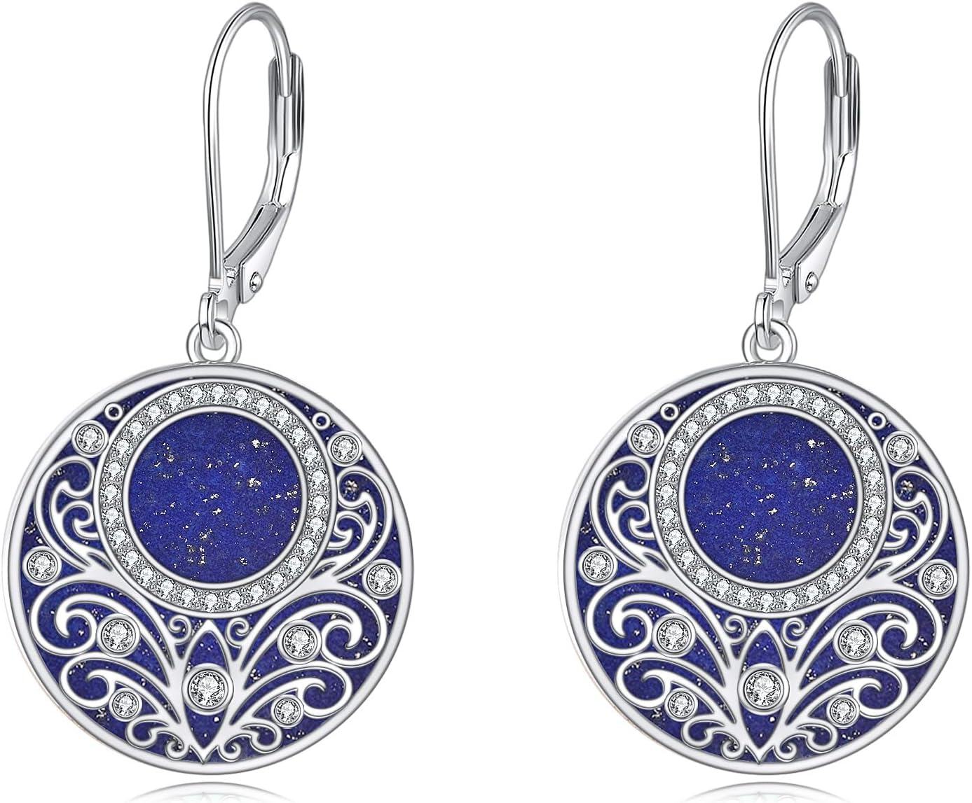 Sterling Silver Celtic Teardrop Filigree Earrings Jewelry Gifts for Women-Lapis Lazuli Filigree Earrings